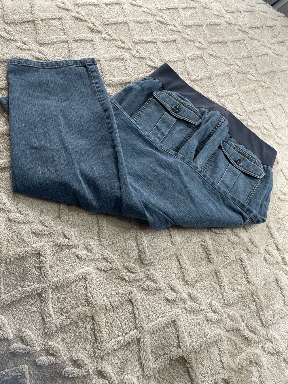 duo Maternity Stretch Denim Waistband Jeans in Blue Sz Large Weekender - Picture 7 of 10